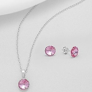 💎Pink 925ss Swarovski set with certification